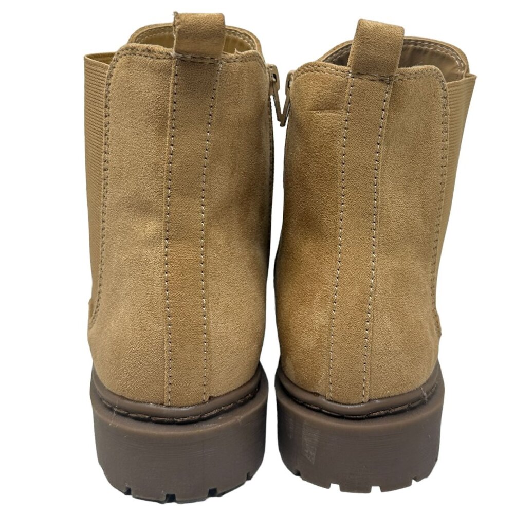American Eagle Outfitters Womens 9 Tan Faux Suede Chelsea Boot Side Zip Shoes - Picture 7 of 14